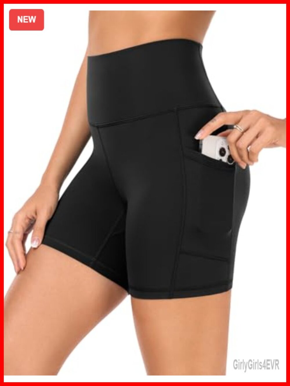 High Waist Biker Shorts with Pockets 6" Inseam Yoga Gym Workout Running Spandex